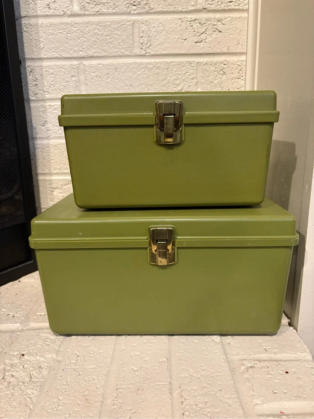 Vintage Avocado Green Sewing Cases Boxes Set of 2 Wilson Mfg Corp Wil-hold